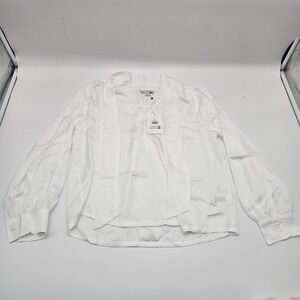 FREE ASSEMBLY White LS Tie Bow Blouse Cream Size S New With Tags